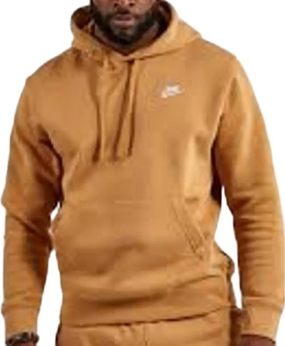 Nike Sportswear Club Fleece Hoodie Drawstring Oversized Logo Pocket Gold XL